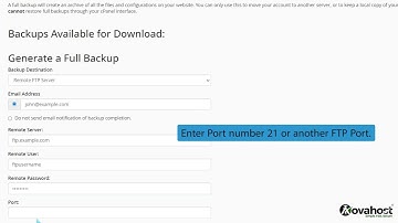 How to generate a cPanel backup and sent it to FTP Server with Novahost