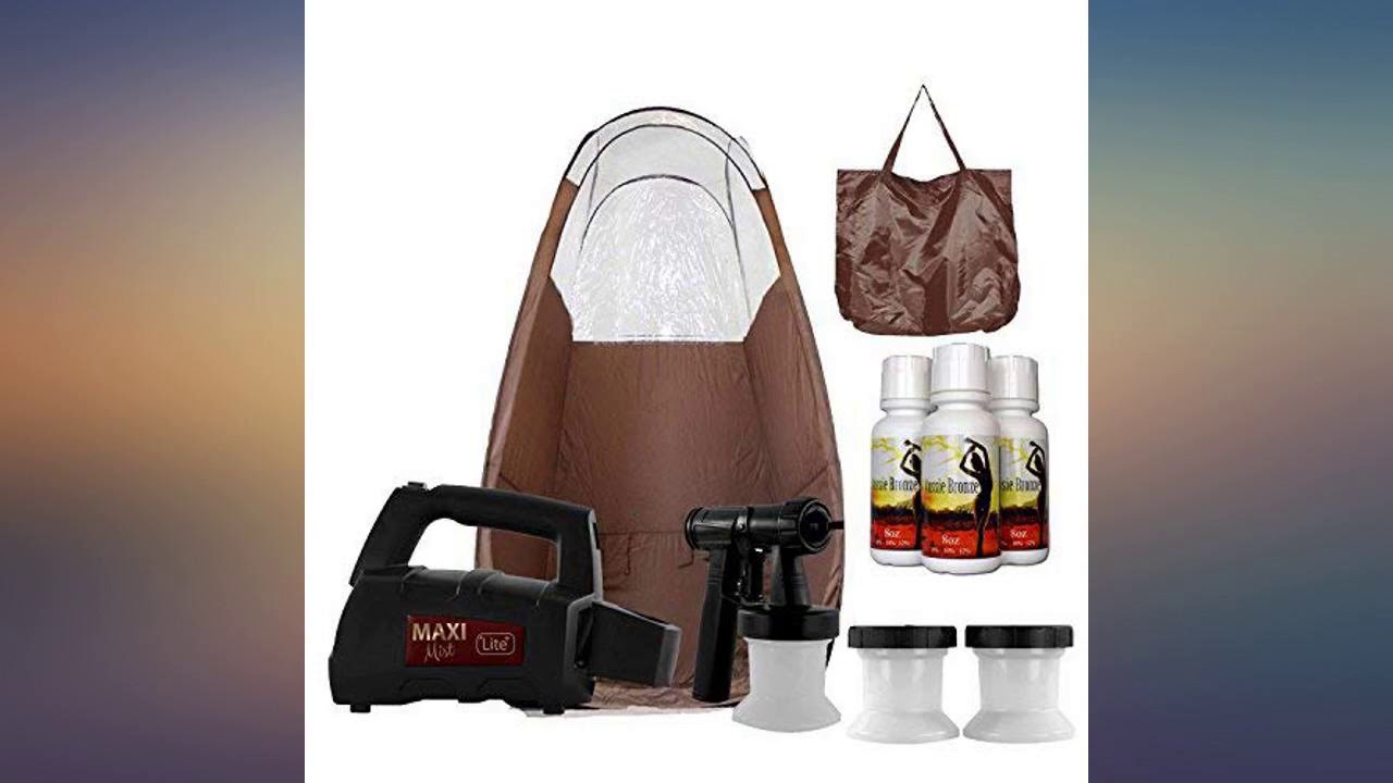 MaxiMist Lite Plus HVLP Sunless Spray Tanning KIT Tent Machine Airbrush Tan Maximist BRWN