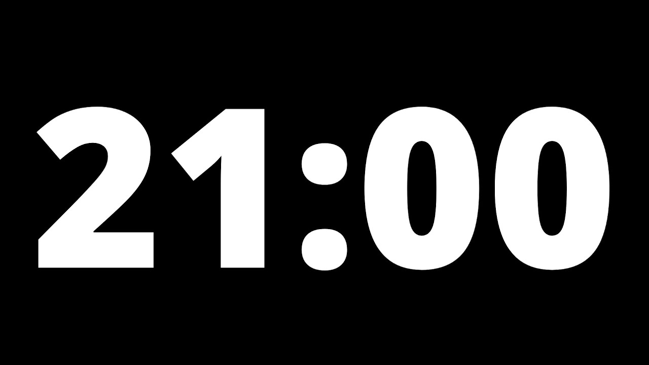 21 Minute Countdown Timer With Alarm (Black Background, No Music, No ...