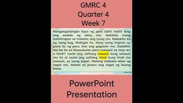 GMRC 4 Matatag Curriculum Powerpoint Presentation Quarter 4 Week 7 #grade4matatag #grade4 #ppt