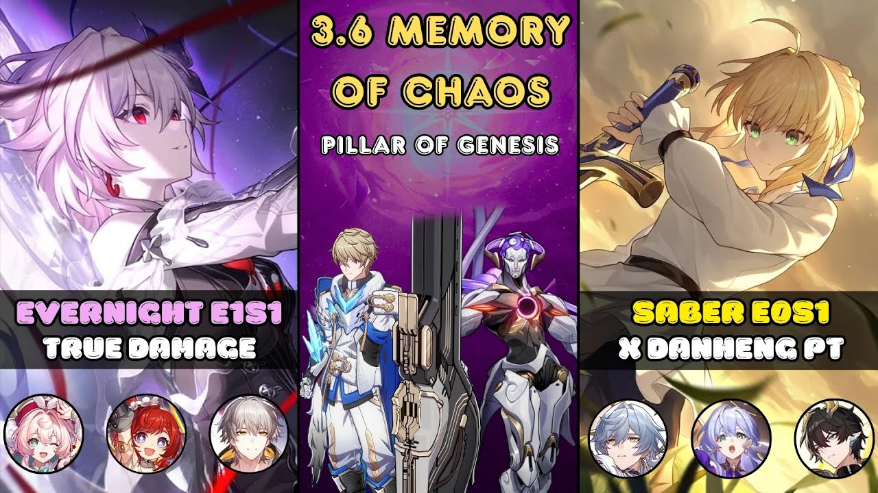 Evernight E1S1 & Saber E0S1 x Dan heng PT E0 l 3.6 Moc Floor 12 | HSR 3.6
