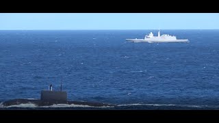 Accompagnement d'un sous marin russe par la FREMM Normandie