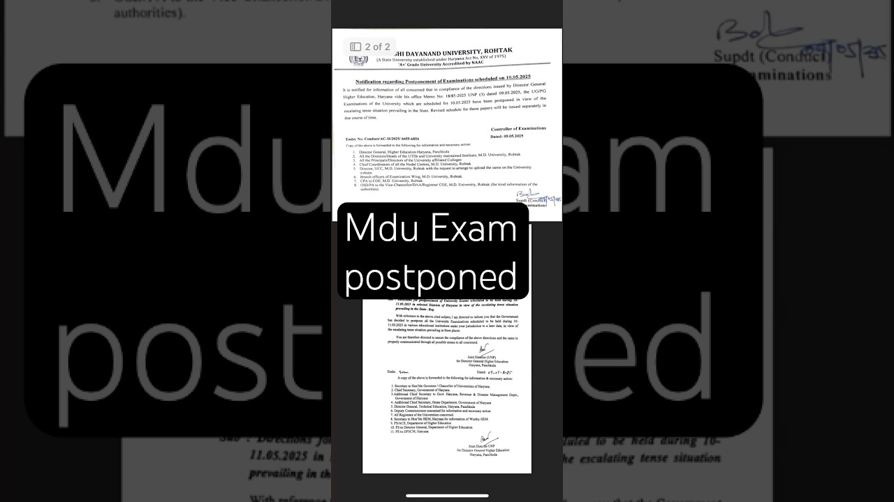 Mdu Exam postponed due to tense situation 