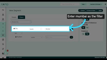 Create segment with filter || Camp Automation.