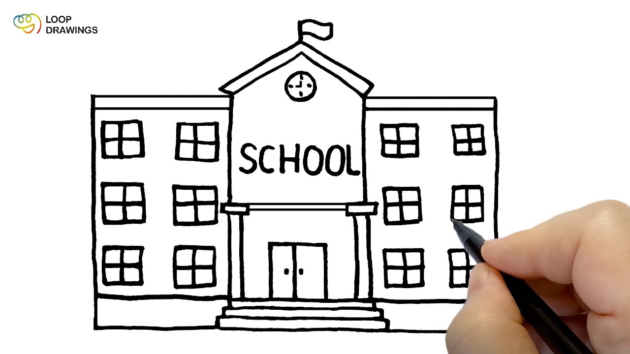 Let's draw a School 🏫 | Easy | Daily Art Tutorials - YouTube