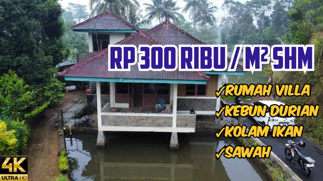 Jual Rumah Villa + Kolam Ikan + Kebun Durian + Sawah Pinggir Jalan Dekat Danau Luas 1,8ha Purwakarta