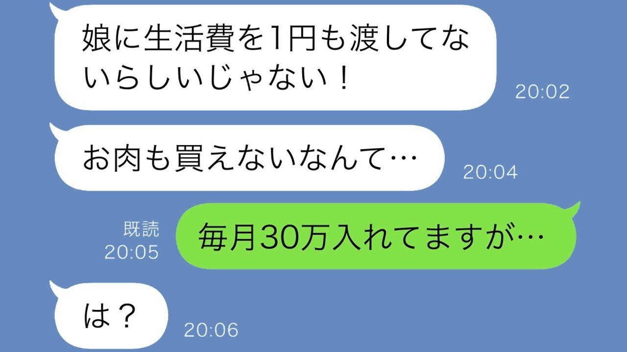 義母激怒「娘に生活費1円も渡してないって？」→「毎月30万入れてる」と伝えたらまさかの反応に…【スカッと修羅場】