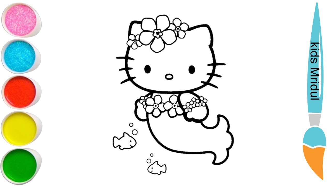 Beautiful Hello Kitty Mermaid Drawing tutorial for kids || Hello Kitty ...