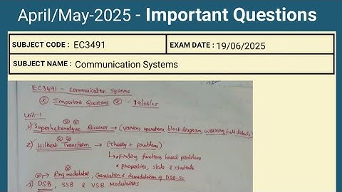 EC3491 communication systems | important questions |April May 2025 |19/06/2025 | anna university