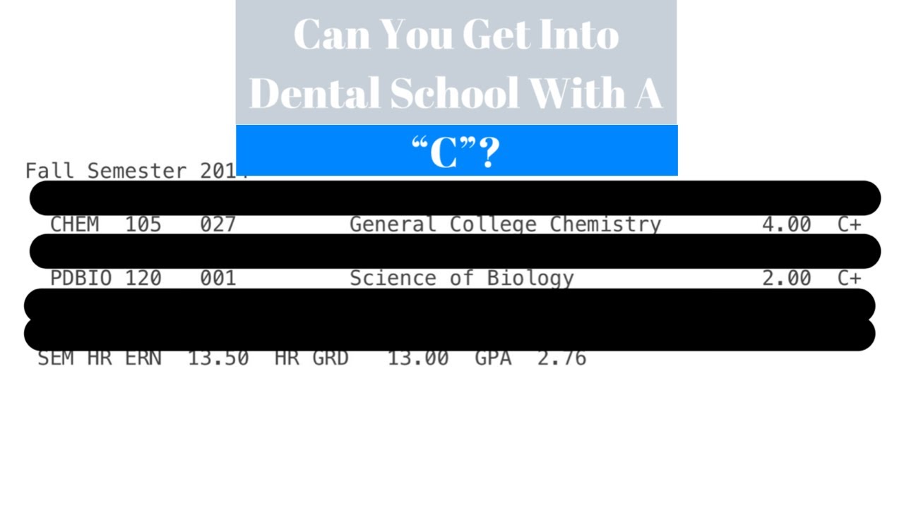 Can You Get Into Dental School WITH C s YouTube