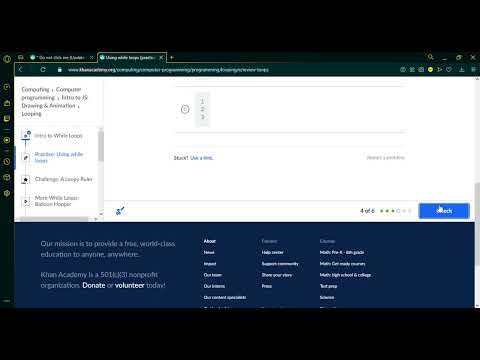 Practice Question: Using while loops {Khan academy}