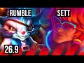 RUMBLE vs SETT (TOP) | Deathfire Touch, 47K damage | KR Challenger | 26.9