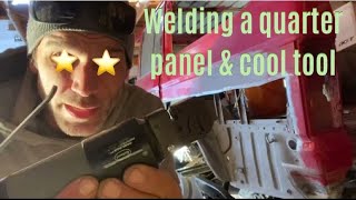 How to weld a quarter panel  butt/stitch welding #quarterpanel #buttweld #stitchweld