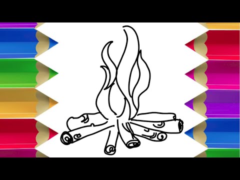 How to Draw BONFIRE Step by Step Easy Guide Tutorial | Draw Sketch Doodle - FIRE | Kids Drawing