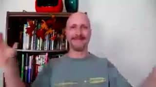 Bald man clapping very fast then boom.