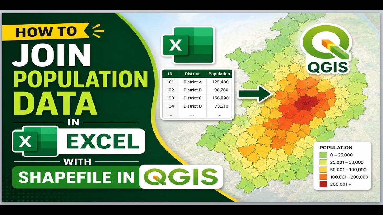 How to Join Population Data in Excel With Shapefile in QGIS - YouTube