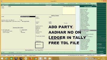 ADD AADHAR NO FREE TDL FILE IN TALLY ERP 9 6.1 | aadhar no tdl file | GST TALLY