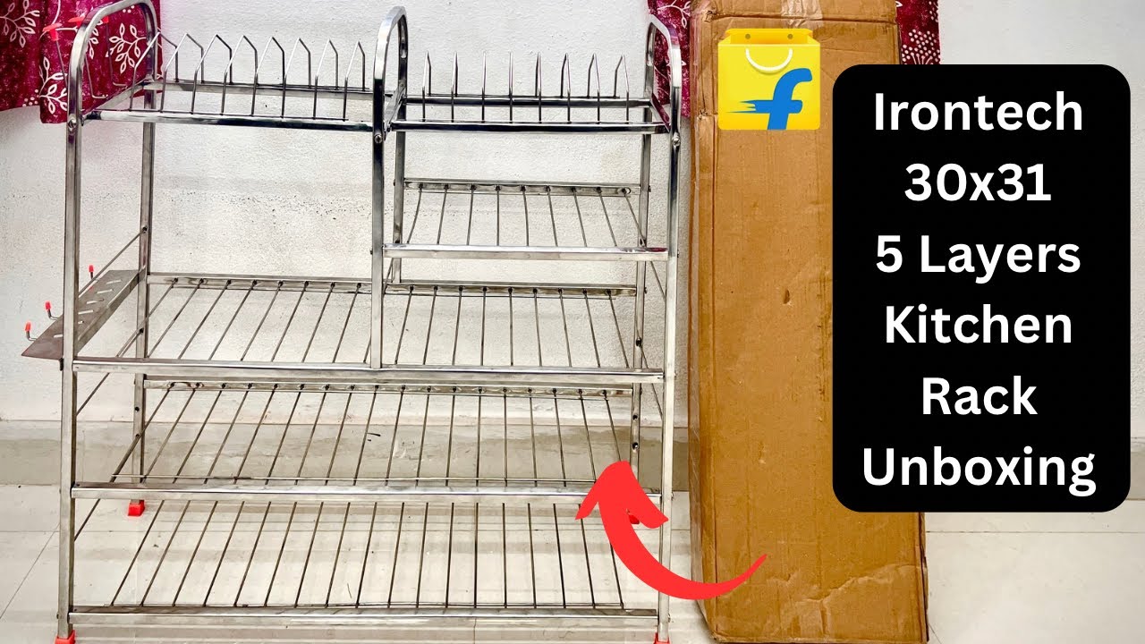 IRONTECH Utensil Kitchen Rack 5 Layer Wall Mount 30x31 Unboxing | Bartan Stand Unboxing