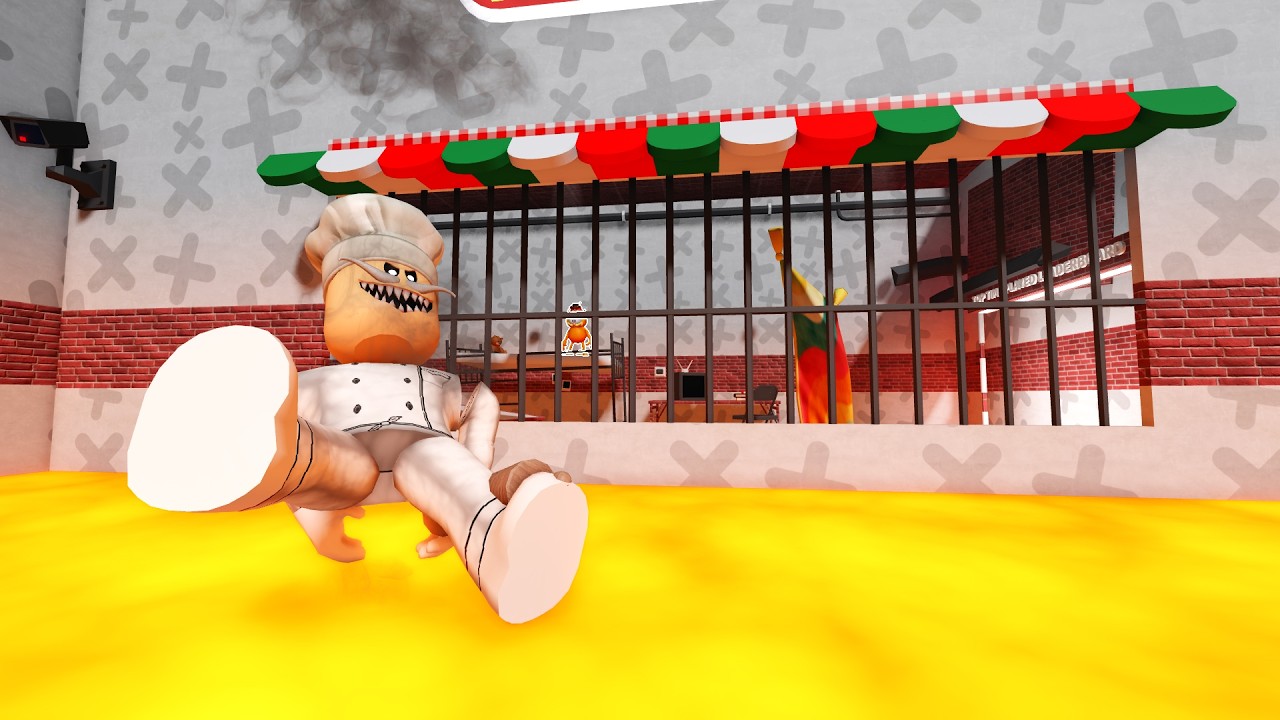 PAPA PIZZA RUN BUT FLOOR IS LAVA! ALL ITEMS ALL MORPHS UNLOCKED!!