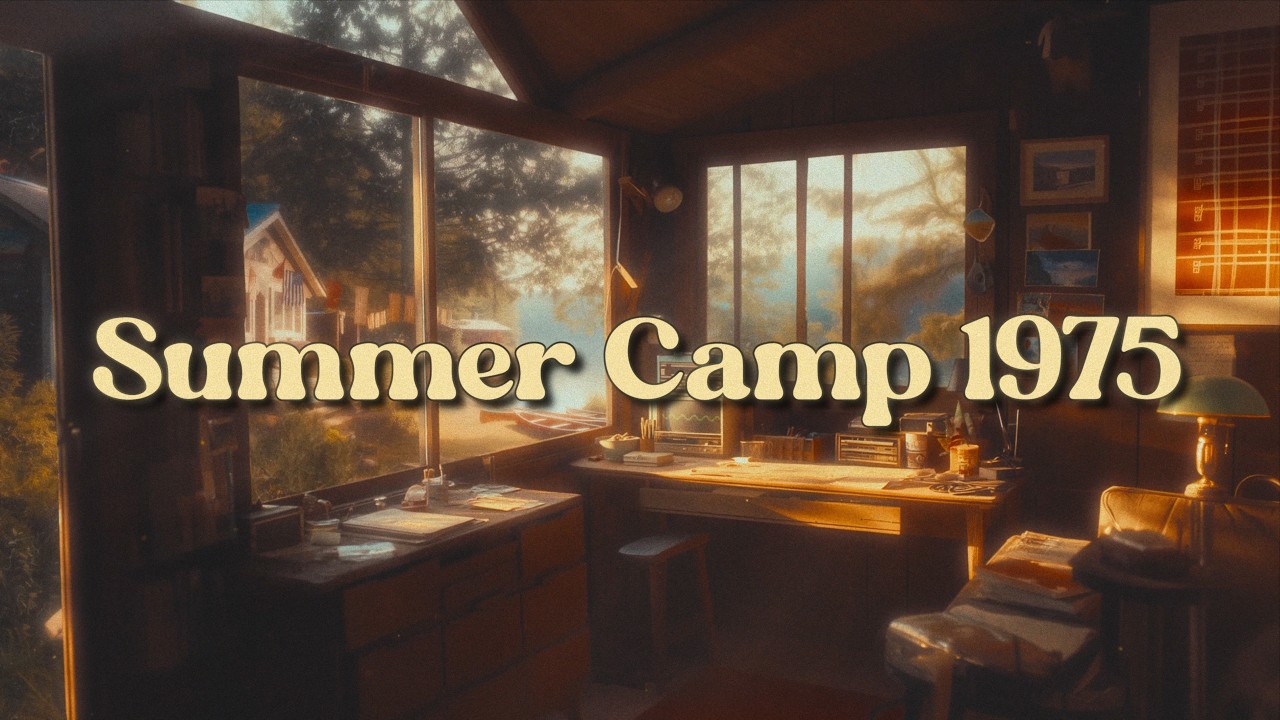 Summer Camp 1975 | Cozy Cabin, Nature Ambience, Study Sounds, Faint Radio