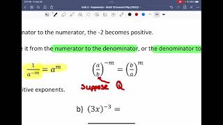 Math 15 Unit 2 Exponents L4: Negative Exponents