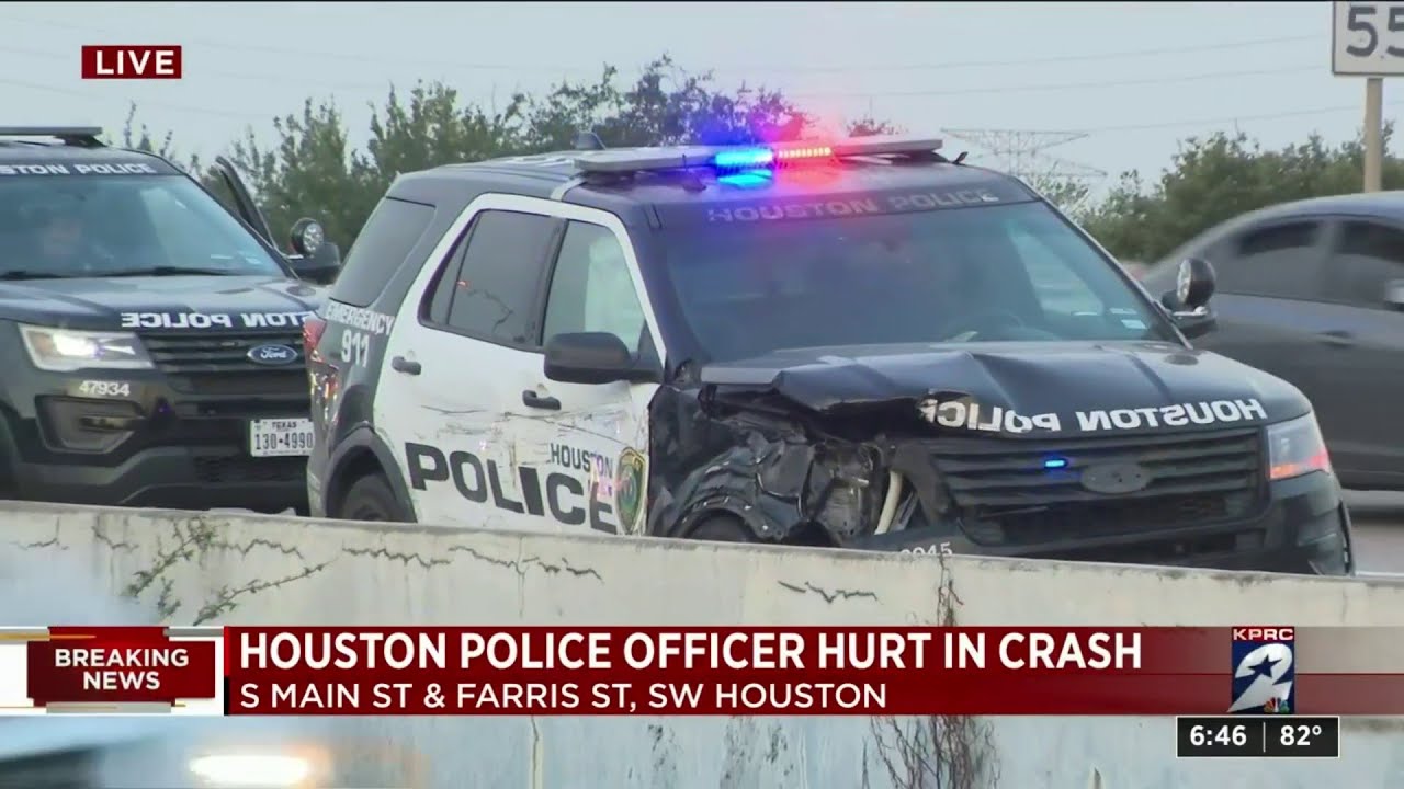 Houston police officer injured in crash in SW Houston - YouTube