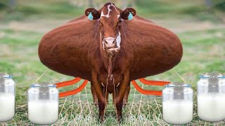 Pretty Girl Cow Milking, Chainsaw Tree Felling, Milk Feeding, Smart Dairy Farming Hay #Farming