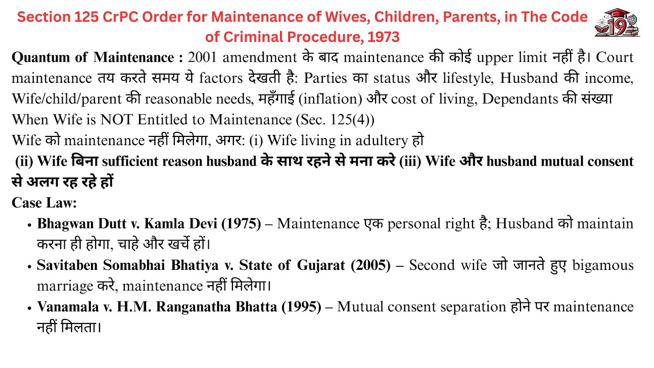 Defences under Section 125 CrPC Order for Maintenance in The Code of ...