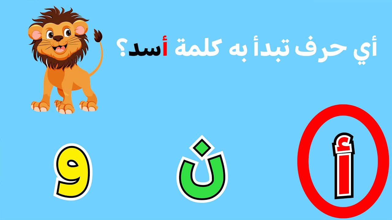 لعبة أختر الاجابة الصحيحة - أي حرف تبدأ به الكلمة - الحروف أ ب ت - YouTube