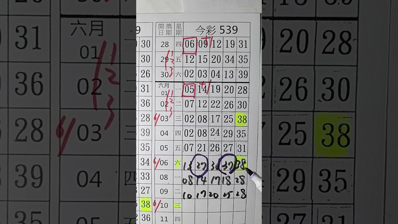 6月10日財旺539版路分享，上期中17。频道會员中全車17，立柱中17，25