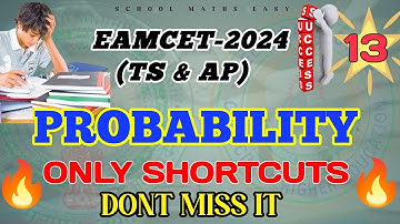 EAMCET 2024 II PROBABILITY II PROBABILITY SHORTCUTS II RANDOM VARIABLES II TS EAMCET Il AP EAPCET Il