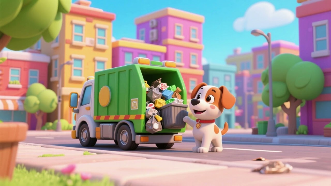 Puppy Garbage Truck | Fun Vehicle Nursery Rhymes & Kids Songs 🐶🚛