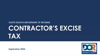 Basic Contractor's Excise Tax Seminar  - September 2026