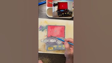 How to paint a retro Record Player with watercolor. SHORT #relaxing #watercolor #GPOSoho,