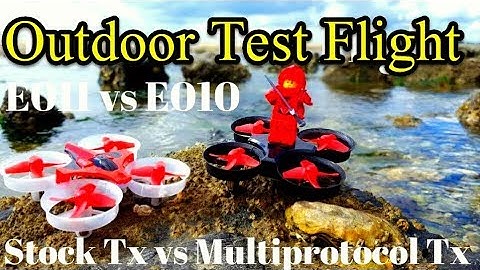 Eachine E011 vs E010 Outdoor Test Flight Review And Stock Tx vs Turnigy 9XR Pro With Multiprotocol T