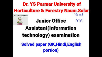 JOA(IT) Solved paper Nauni University Solan gk,English,hindi portion
