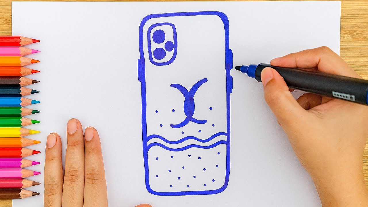 Mobile Cover Drawing | Easy Design Sketch for Beginners | Simple Art Idea