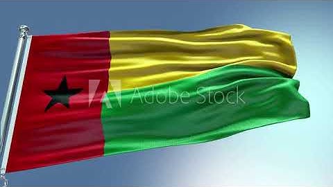 4k render Guinea Bissau Flag video waving in wind Chromakey animation rendering