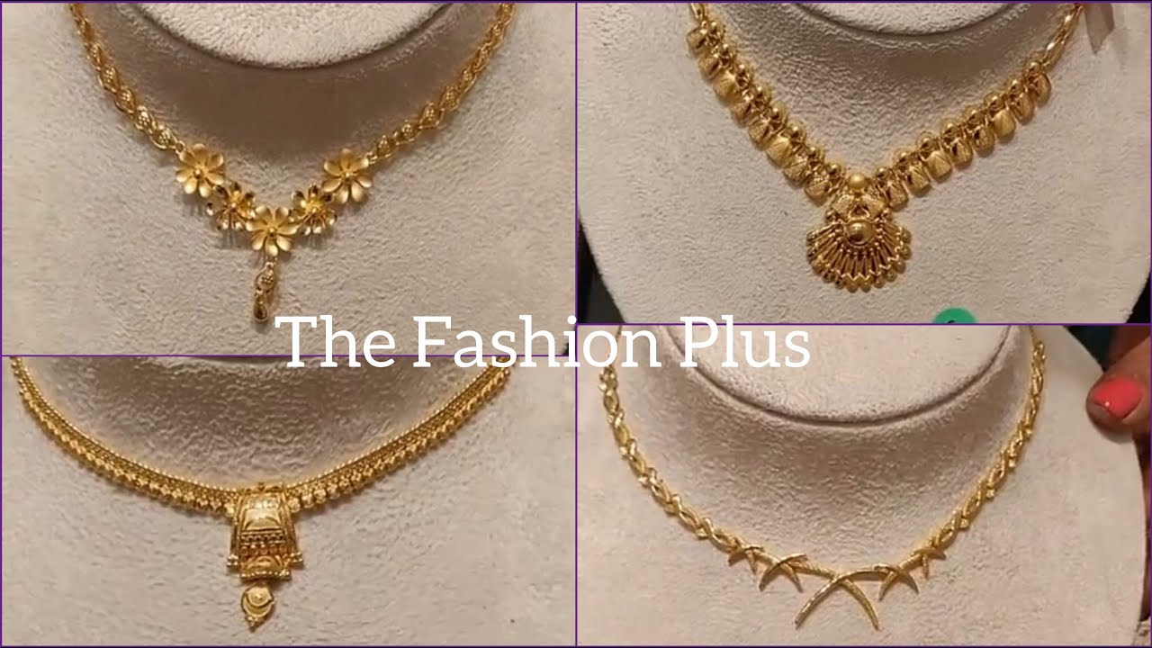 22k Gold Light Weight Necklace Set with Weight and Price