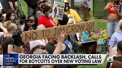 Georgia calls for boycotts over new voting law