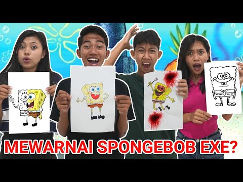 Arik Challenge Mewarnai Spongebob! Malemnya Didatengin Spongebob Exe S3Rem! | Mikael Tubehd