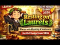 RESTING ON LAURELS I MEANING I MAKE A SENTENCE I CIVIL JUDGE EXAM 2026
