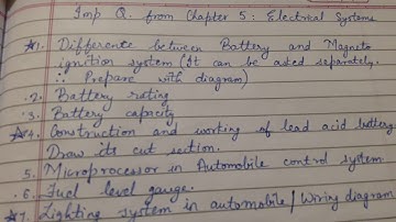 Important questions from Chapter 5 - Electrical systems (3rd year - 5th Sem) AEN