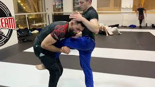 Проход в одну ногу + проход over under / Single leg takedown + over under pass