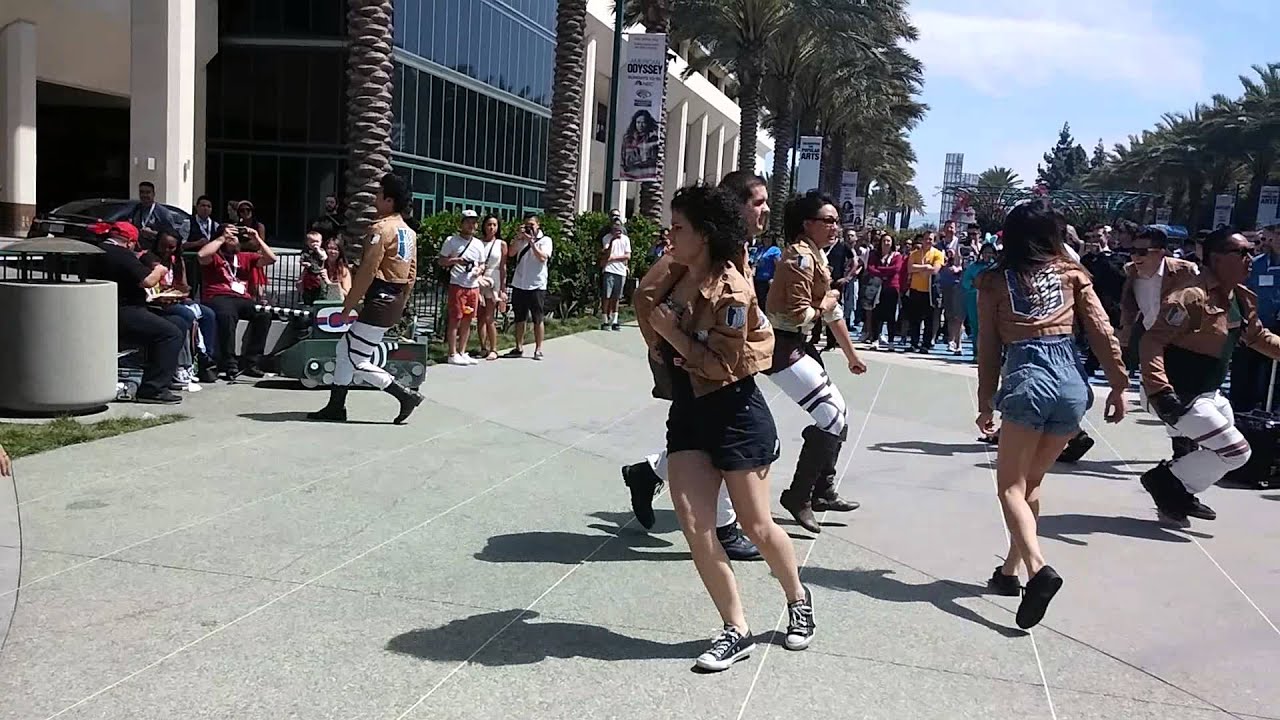 Attack on titans uptown funk flash mob at WonderCo