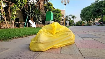 The Woman was Terrified and Stopped the Car! A Yellow Bag was Crawling Across the Road!