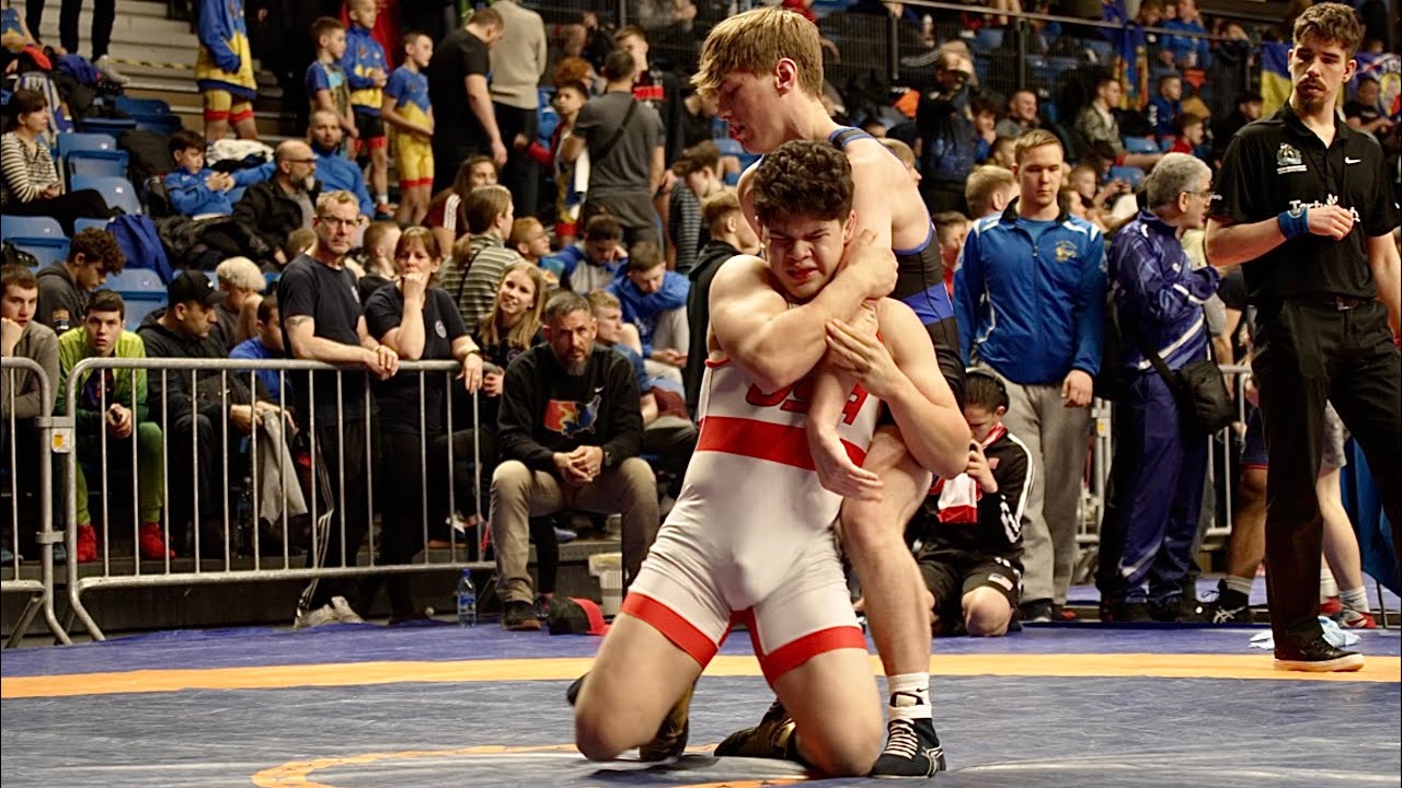 U20 David Burchett Jr. (USA) vs Leister Bowling (USA) 72kg. Greco-roman men wrestling. B-cam-man