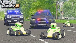 TINY RC MOWERS TROLL COPS (HIGHWAY CHASE) | (ROLEPLAY) FARMING SIMULATOR 2019