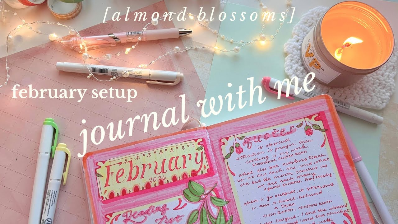 let's journal for february  🌸  almond blossoms and art nouveau in my journal