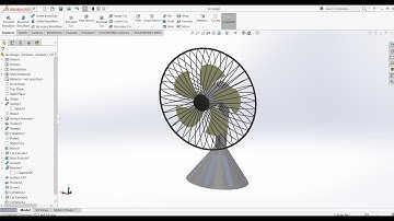 table fan design in solidworks! solidworks fan design! revolve feature!swept feature!solidworks hub!
